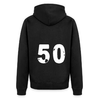 Maillot 50 numéros - Veste à capuche bio Premium Unisexe - noir - Dos - Nico (187cm)