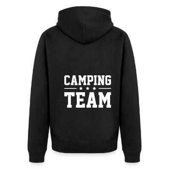 Camping Team - Unisex Premium Bio Zip Hoodie - Schwarz - Hinten - Nico (187cm)