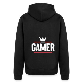 Gamer Beruf - Unisex Premium Bio Zip Hoodie - Schwarz - Hinten - Nico (187cm)