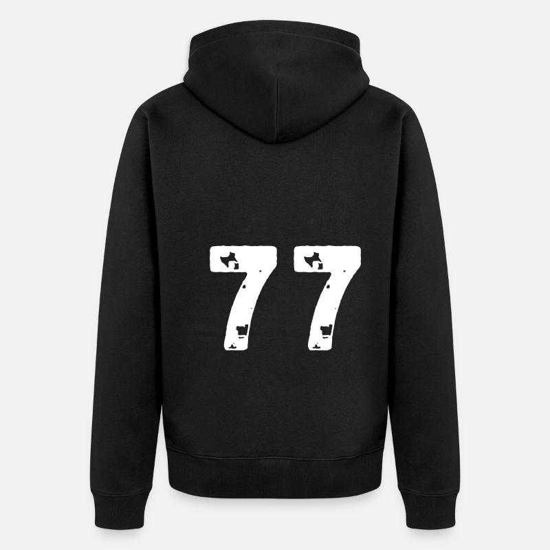 77 Maillot numéro - Veste à capuche bio Premium Unisexe - noir