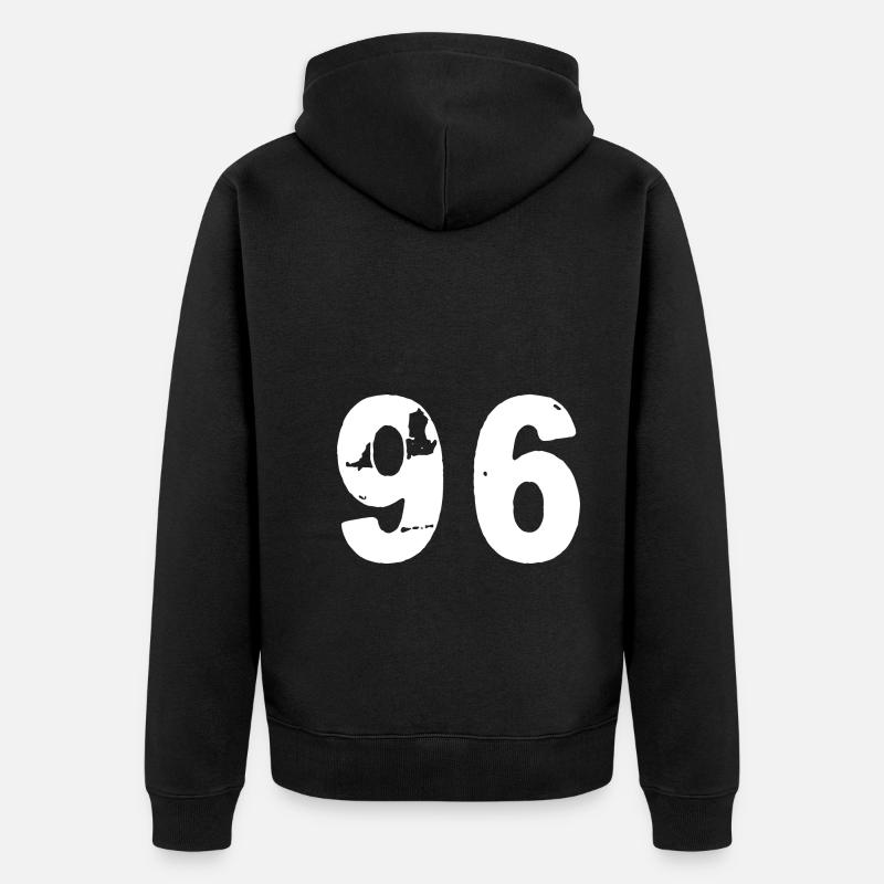 96 Maillot numéro - Veste à capuche bio Premium Unisexe - noir