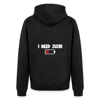 Sushi Lover I Need Sushi Gift IDea - Veste à capuche bio Premium Unisexe - noir - Dos - Nico (187cm)