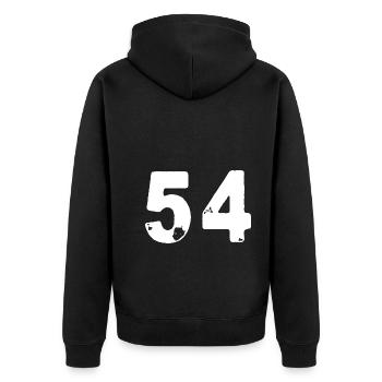 54 Zahl Trikot - Unisex Premium Bio Zip Hoodie - Schwarz - Hinten - Nico (187cm)