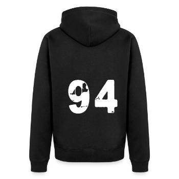 94 Maillot numéro - Veste à capuche bio Premium Unisexe - noir - Dos - Nico (187cm)