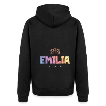 Emilia - Unisex Premium Bio Zip Hoodie - Schwarz - Hinten - Nico (187cm)