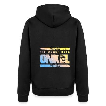 Ich werde Bald Onkel - Unisex Premium Bio Zip Hoodie - Schwarz - Hinten - Nico (187cm)