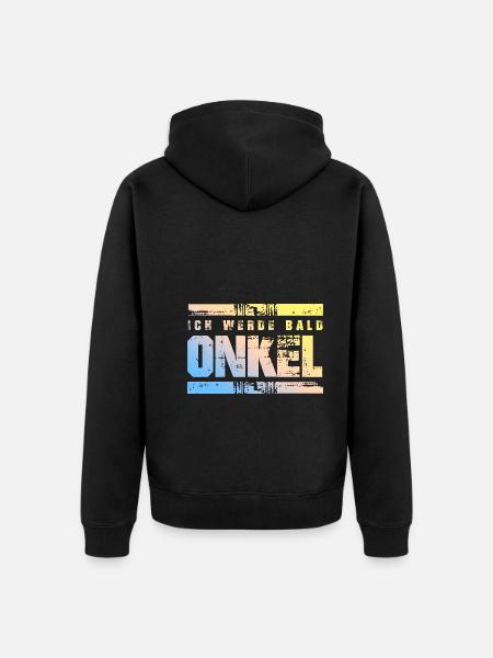 Ich werde Bald Onkel - Unisex Premium Bio Zip Hoodie - Schwarz