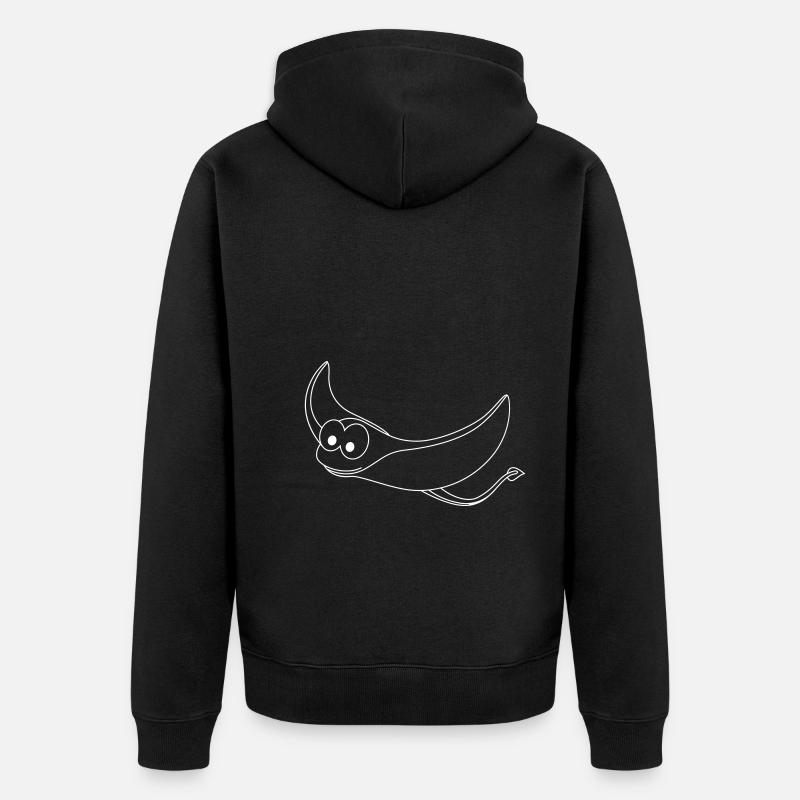 Rochen Comic Tier - Unisex Premium Bio Zip Hoodie - Schwarz