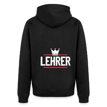 Lehrer Beruf - Unisex Premium Bio Zip Hoodie - Schwarz - Hinten - Nico (187cm)