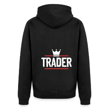 Trader Beruf - Unisex Premium Bio Zip Hoodie - Schwarz - Hinten - Nico (187cm)