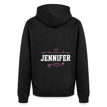 Jennifer - Unisex Premium Bio Zip Hoodie - Schwarz - Hinten - Nico (187cm)