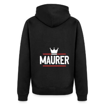 Maurer Beruf - Unisex Premium Bio Zip Hoodie - Schwarz - Hinten - Nico (187cm)