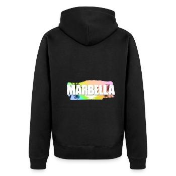 Marbella - Unisex Premium Organic Zip Hoodie - black - Back - Nico (187cm)