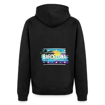 Barcelona - Unisex Premium Organic Zip Hoodie - black - Back - Nico (187cm)