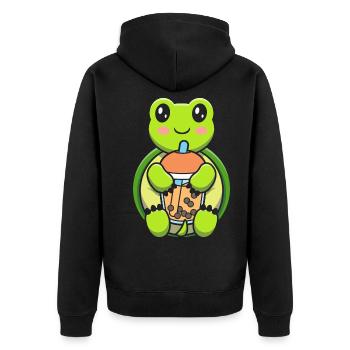 Bubble Milk Tea Tortue Buvant Boba Milk Tea - Veste à capuche bio Premium Unisexe - noir - Dos - Nico (187cm)