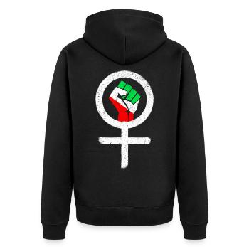 Symbole féministe + drapeau iranien - Veste à capuche bio Premium Unisexe - noir - Dos - Nico (187cm)