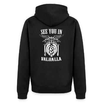 Wikinger Odin Walhalla nordisch - Unisex Premium Bio Zip Hoodie - Schwarz - Hinten - Nico (187cm)