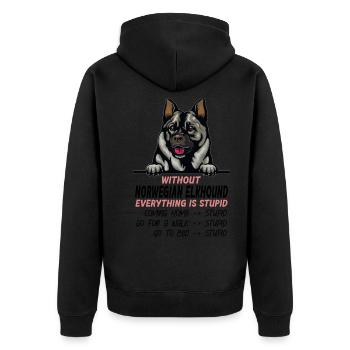 Ohne Norwegischer Elchhund ist alles doof - Unisex Premium Bio Zip Hoodie - Schwarz - Hinten - Nico (187cm)