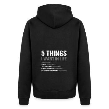 5 choses que je veux dans la vie Grand Danois - Veste à capuche bio Premium Unisexe - noir - Dos - Nico (187cm)