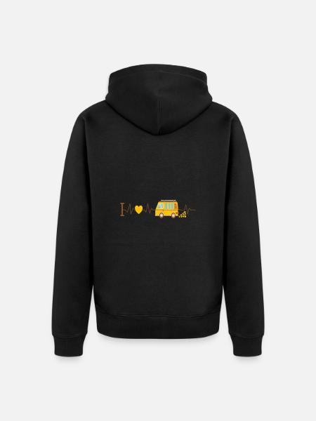 Heartbeat Camper Van - Unisex Premium Organic Zip Hoodie - black
