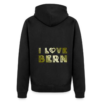 I Love Bern - Unisex Premium Bio Zip Hoodie - Schwarz - Hinten - Nico (187cm)