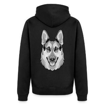 Schäferhund - Unisex Premium Bio Zip Hoodie - Schwarz - Hinten - Nico (187cm)