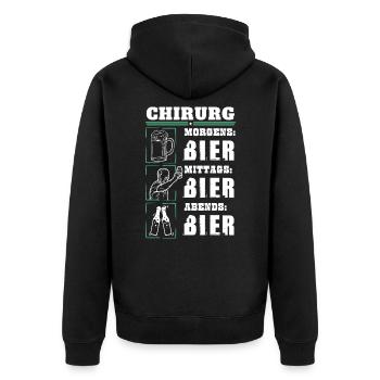Mein Tagesablauf als Chirurg - Unisex Premium Bio Zip Hoodie - Schwarz - Hinten - Nico (187cm)