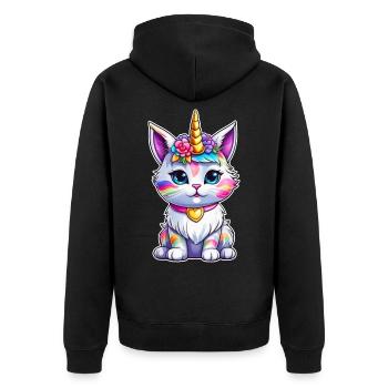Chat licorne mignon - Veste à capuche bio Premium Unisexe - noir - Dos - Nico (187cm)