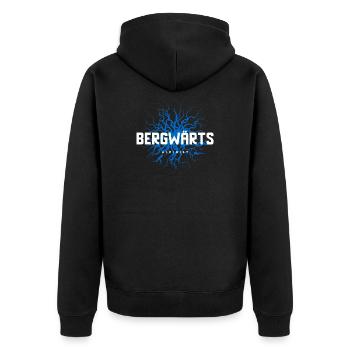 bergwärts alpinist herz - Unisex Premium Bio Zip Hoodie - Schwarz - Hinten - Nico (187cm)
