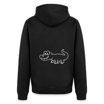 Alligator Comic Tier - Unisex Premium Bio Zip Hoodie - Schwarz - Hinten - Nico (187cm)