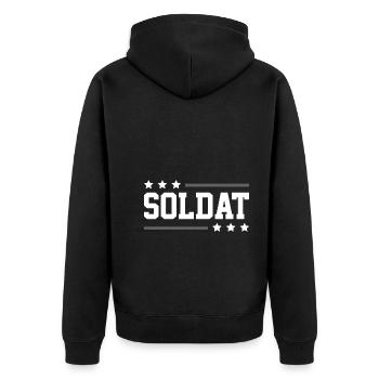 Soldat Beruf - Unisex Premium Bio Zip Hoodie - Schwarz - Hinten - Nico (187cm)