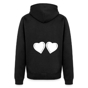 herzen symbol liebe - Unisex Premium Bio Zip Hoodie - Schwarz - Hinten - Nico (187cm)