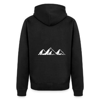 Berge Natur Mountains Silhouette - Unisex Premium Bio Zip Hoodie - Schwarz - Hinten - Nico (187cm)