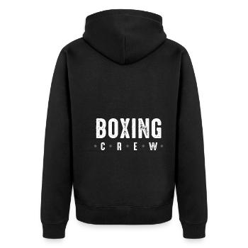 Boxing Crew - Unisex Premium Bio Zip Hoodie - Schwarz - Hinten - Nico (187cm)