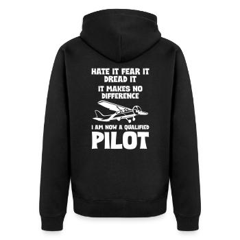 I am now a qualified pilot - Unisex Premium Organic Zip Hoodie - black - Back - Nico (187cm)