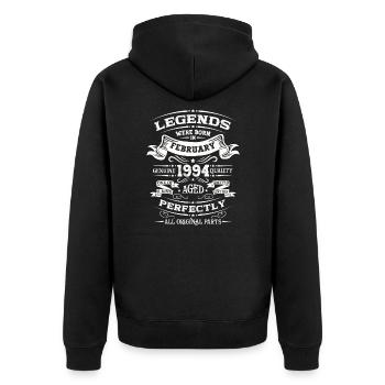 30. Geburtstag Original Februar Jahrgang 1994 - Unisex Premium Bio Zip Hoodie - Schwarz - Hinten - Nico (187cm)