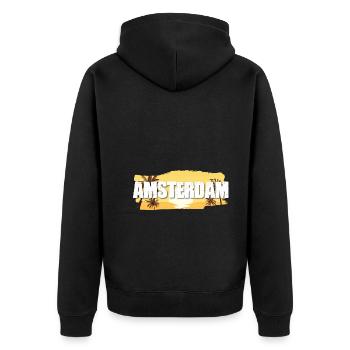 Amsterdam - Unisex Premium Organic Zip Hoodie - black - Back - Nico (187cm)