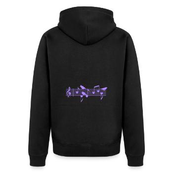 Musical Birds & Notes Für Vogelmusikliebhaber - Unisex Premium Bio Zip Hoodie - Schwarz - Hinten - Nico (187cm)