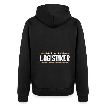 Logistiker Beruf - Unisex Premium Bio Zip Hoodie - Schwarz - Hinten - Nico (187cm)