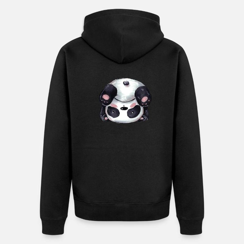 Sportlicher Comic Panda - Unisex Premium Bio Zip Hoodie - Schwarz