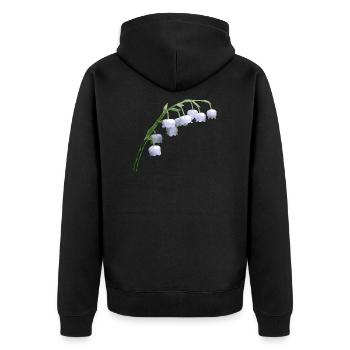 Cadeau de printemps fleur de muguet - Veste à capuche bio Premium Unisexe - noir - Dos - Nico (187cm)