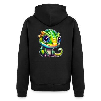Cute little chameleon - Unisex Premium Organic Zip Hoodie - black - Back - Nico (187cm)