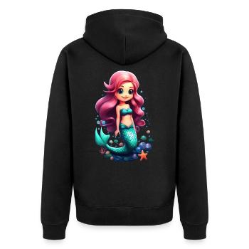 Cute mermaid chibi with pink hair - Unisex Premium Organic Zip Hoodie - black - Back - Nico (187cm)