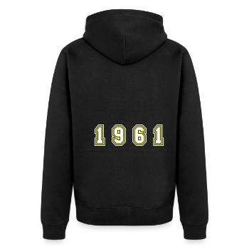 1961 Year Number - Unisex Premium Organic Zip Hoodie - black - Back - Nico (187cm)