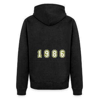 Numéro de l’année 1986 - Veste à capuche bio Premium Unisexe - noir - Dos - Nico (187cm)