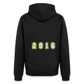 2016 Year Number - Unisex Premium Organic Zip Hoodie - black - Back - Nico (187cm)