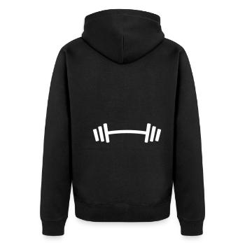 Hantel Gewichte Fitness - Unisex Premium Bio Zip Hoodie - Schwarz - Hinten - Nico (187cm)