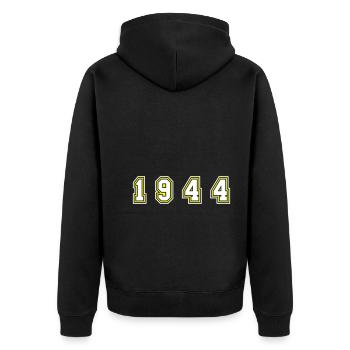 1944 Jahr Zahl - Unisex Premium Bio Zip Hoodie - Schwarz - Hinten - Nico (187cm)
