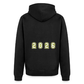 2026 Year Number - Unisex Premium Organic Zip Hoodie - black - Back - Nico (187cm)