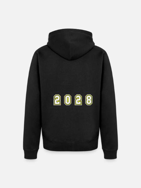 2028 year number - Unisex Premium Organic Zip Hoodie - black